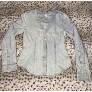 BP. Women's XX Small Denim Button Up Long Sleeve Shirt